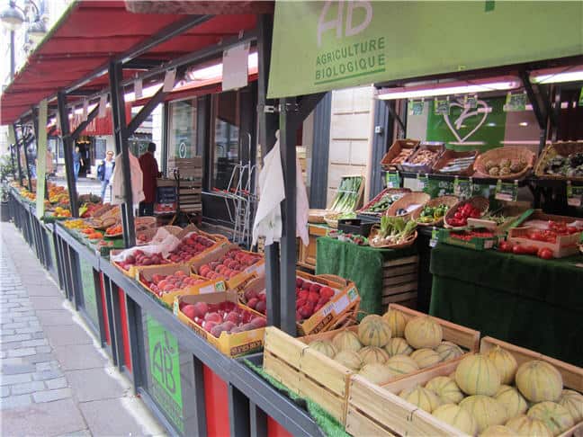 Paris market on Rue Cler